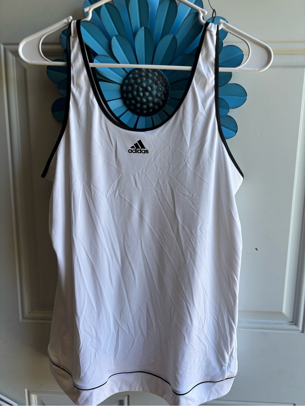 adidas Men’s White Swim Tank with Black Trim